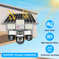Caméra de sécurité sans fil extérieure 4G à 3 objectifs 3PTZ 6MP avec éclairage LED solaire, suivi IA, vision nocturne, détection de mouvement, étanche IP66
