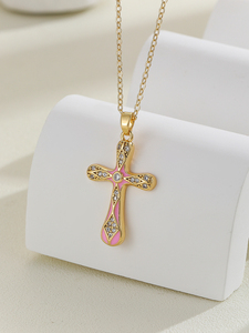 Hot Selling Unique Niche Design Gold Plated <b>Cross</b> Necklace Light Luxury Women's Pendant Necklaces Wholesale Jewelry Trendy - Product Image 4