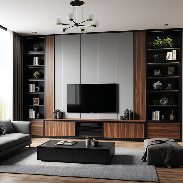 Custom Design Whole Wall Mounted TV Unit Stands Smart Living Room Furniture Modern TV Cabinets