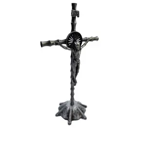 Black Crucifix Wall Cross -Saint Benedict Metal Wall Art-8 Inch Cross