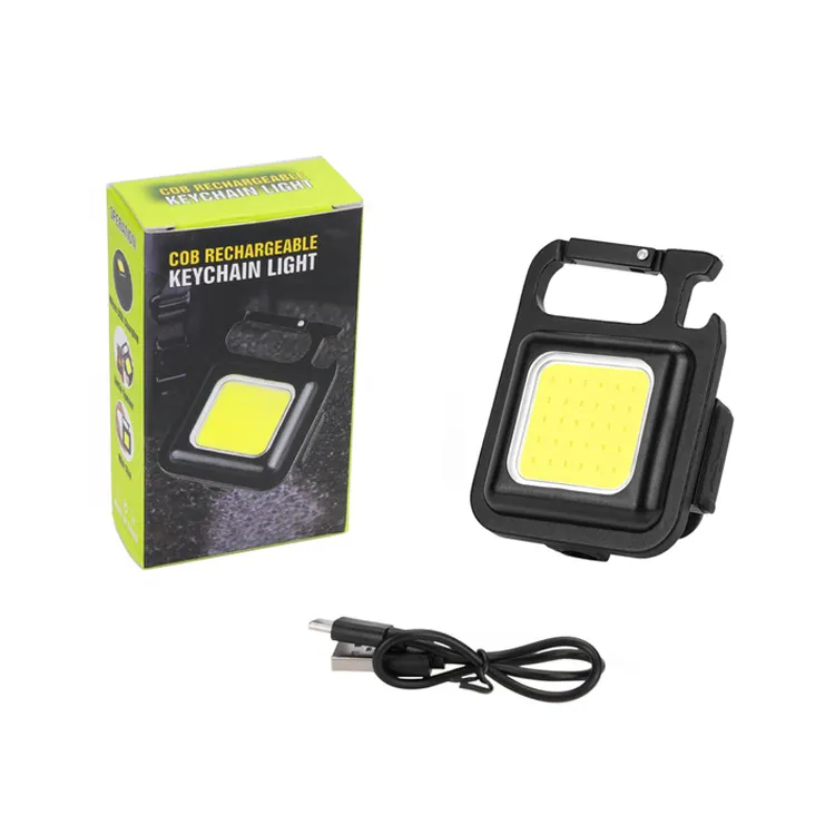Multifunctional Mini COB keychain flashlight USB Charging Emergency Lamps Magnetic Camping Light