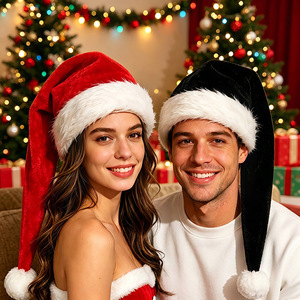 Nouveau chapeau <span class=keywords><strong>de</strong></span> Noël en peluche unisexe pour adultes, chapeaux <span class=keywords><strong>de</strong></span> Noël longs et courts, accessoires <span class=keywords><strong>de</strong></span> fête du Nouvel An - Product Image 1