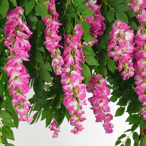 Fausse guirlande de glycine artificielle décorative, plante verte suspendue en soie plastique pour plafond, style rustique naturel - Product Image 5