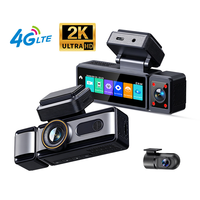 Caméra embarquée 4G AI à 3 canaux avec ADAS, DMS, triple objectif (avant + intérieur IR vision nocturne + fisheye arrière), suivi GPS et enregistreur DVR