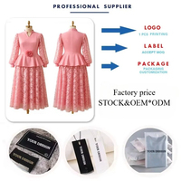 Set Rok Maxi Ukuran Besar ATP060665 Kerah Tegak Lengan Lentera Atasan Ruffle Bunga 3D + Rok Maxi Renda Set Pakaian Wanita 2 Potong