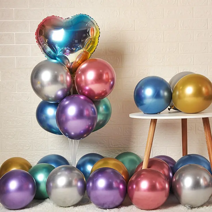 Надувные шары 12 дюймов, 50 шт., разноцветные металлические латексные шары, гелиевые шары на день рождения