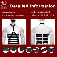 Harness Dada Pria Hitam Model Double Band, Tali Elastis yang Dapat Disesuaikan untuk Klub Malam, Festival Musik, Pesta Cosplay