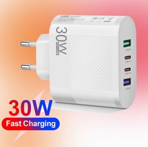 Standard 30W 3.5A 2USB 2 <b>Type</b>-<b>C</b> QC3.0 Fast Charging Cell Phone Charger Multi-Interface European American British Travel Head - Product Image 2