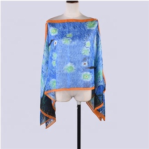 Hot 2024 ล่าสุดที่มีชื่อเสียงVan Goghภาพวาดสีน้ํามันพิมพ์ชีฟองฤดูร้อนBeach Pareoผ้าซิ่นคลุมชุดผู้หญิง - Product Image 3