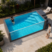 Piscine hors sol moderne en fibre de verre avec fenêtre, jacuzzi pour fêtes en plein air, idéale pour l'été, spa personnalisé en conteneur