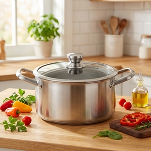 Set di Pentole Ibride in Acciaio Inox da 10 Pezzi con Coperchi, Antiaderente, Acciaio Inox a <span class=keywords><strong>3</strong></span> Strati con Manico Termoisolante - Product Image 6