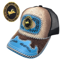 Gorra de béisbol unisex con logo 3D de metal estilo occidental, estampada en serigrafía, de mezclilla, lona, jersey y malla, a la moda para exteriores.