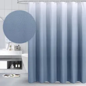 Ensemble de rideau de douche en tissu à chevrons texturé 3D blanc sophistiqué avec crochets 72x72