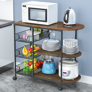3-layer Kitchen Storage Rack Movable Metal Iron Side <strong>Table</strong> Kitchen Storage Trolley Kitchen <strong>Shelf</strong> <strong>with</strong> Wheels - Product Image 4