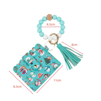Gantungan Kunci Tempat Kartu Hadiah Natal Motif Santa Snowman Silikon Berhias Manik-Manik dengan Tali dan Rumbai, Dompet Kartu, Tempat Kartu, Tas Kartu