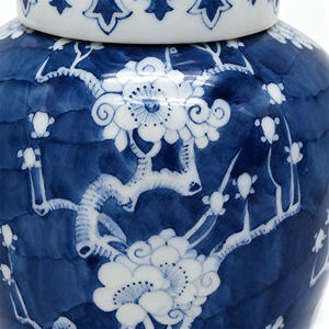 Großhandel Anpassbare Blau-Weiße Porzellan-Aufbewahrungsdose Handbemaltes Blumenmuster Keramikgefäß mit Deckel für Retro-Wohndekor - Product Image 3