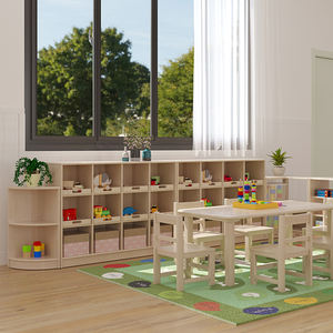 Modern Eco-Friendly Durable <b>Plastic</b> Children's <b>Table</b> Chair Cabinet Set for Kindergarten-Safety & Easy Assembly - Product Image 1