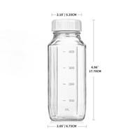 Bouteille de lait en verre carrée de 500 ml avec graduations et couvercle anti-fuite, pour jus, miel et stockage