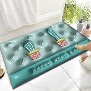 Tapis de bain rectangulaire floral Welcome Home, antidérapant et absorbant, pour la salle de bain, motif en tissu technologique 1 - Product Image 3