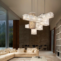 Lustre en cristal moderne en trois dimensions haut de gamme Bar éclairage décoration lustre rectangulaire Villa hôtel Restaurant LED