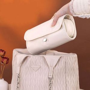 Sac de maquillage pliable multifonction personnalisé en gros, étui professionnel pour organiser les pinceaux cosmétiques avec des poches transparentes pour femmes - Product Image 4
