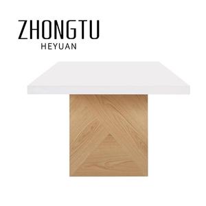 Thiết Kế Hiện Đại Nhà Hàng Hình Chữ Nhật Bàn Ăn Đặt 6 8 10 Chỗ Ngồi Phòng Khách Trung Tâm Màu Trắng Bóng Và Tự Nhiên Rắn Bàn Gỗ - Product Image 4