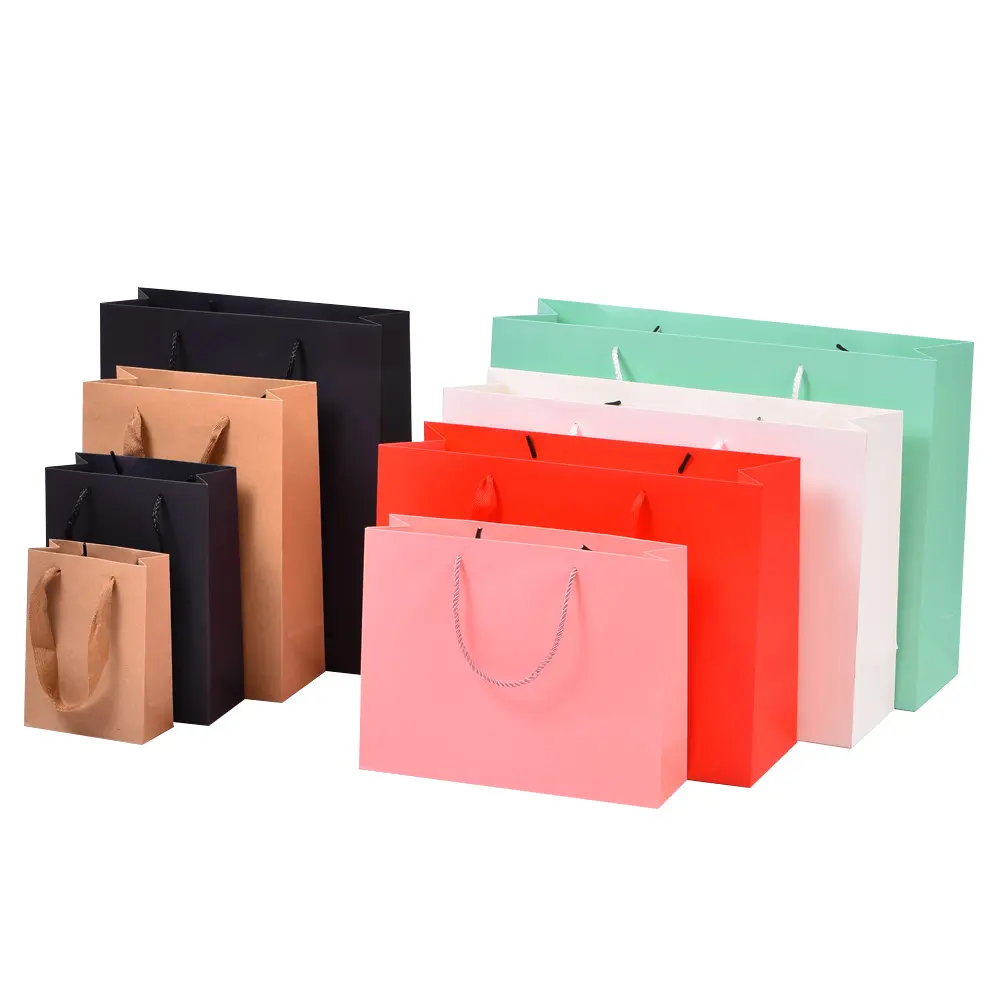 Emballage de fête d'anniversaire, sac et boîte cadeau en papier Kraft de haute qualité, sac à provisions Logo personnalisé écologique