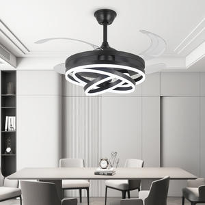Lámpara de ventilador de techo LED retráctil de 5 aspas inteligente tradicional telescópica ajustable interruptor de Control remoto geométrico de 3 colores Living - Product Image 4