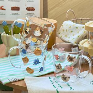 Copo de Vidro Criativo com Desenho de Gato Lelyi, Presente para Meninas, Copo para Café e Leite - Product Image 1