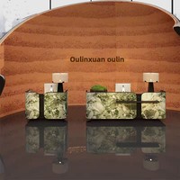 Comptoir de réception d'entreprise en marbre courbé de style médiéval, double comptoir en bois pour hôtel, spa pour les pieds, comptoir de bar créatif sur mesure