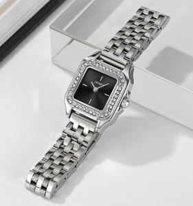 Montre à quartz avec cadran en diamant de luxe et logo personnalisé OEM pour femmes Bracelet étanche en acier inoxydable de haute qualité simple carré - Product Image 2
