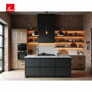 Alland كلاسيك دافئ ريفي ريفي مخصص تصميم المنزل أرفف عائمة من الخشب الصلب مع جزيرة مخصصة - Product Image 4