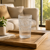 Tasses à thé en verre transparent épaissi classiques de 310 ml/380 ml, motif tournesol en relief, compatibles micro-ondes et lave-vaisselle, cadeau d'affaires