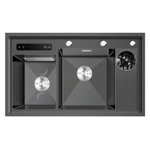 Évier de cuisine multifonctionnel à ultrasons en acier inoxydable 304 à double bac, à poser sur le plan, avec égouttoir, pour usage domestique – Le choix le plus populaire - Product Image 2