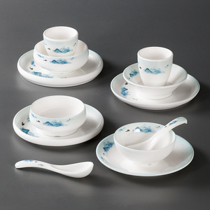 Xiangyuan melamine tableware commercial tableware four-piece set, imitation porcelain <b>small</b> bowls, restaurant, hot <b>pot</b> - Product Image 2