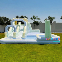 Château gonflable de couleur pastel avec fosse à balles et toboggan Mini aire de jeux à vendre