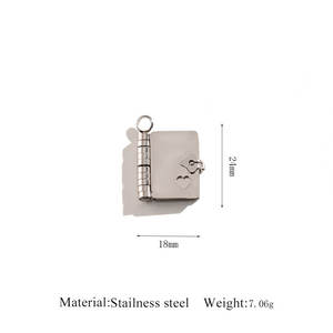 Colgantes y dijes de moda de acero inoxidable 316L chapados en oro PVD de 14K y 18K personalizados DIY, dije de libro para pulsera para la fabricación de joyas - Product Image 6