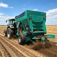 Remorque épandeur de fumier tractée par un tracteur, grande cuve, équipement d'épandage de compost pour élevages bovins