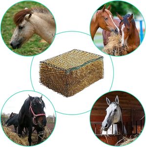 2 Stück Schwarzes großes Ballen netz 5mm dickes quadratisches Heunetz 47x20x20 Zoll ganze Slow Feeder Heu beutel für landwirtschaft liches Pferde futter - Product Image 1