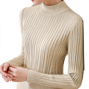 Pull-over élégant à col montant pour femme, collection automne 2026, en maille épaisse rayée, imprimé décontracté, respirant et à séchage rapide, sous-vêtement unique - Product Image 4