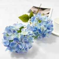 Composition florale artificielle réaliste en soie 3D à deux têtes, hortensia, pour décoration murale, maison et hôtel