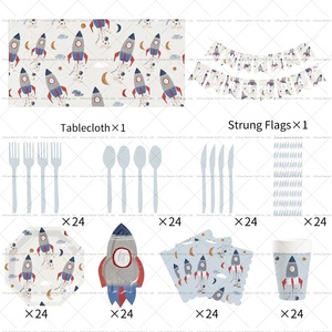 Damai Kids Birthday Party Tableware Set Paper <b>Plates</b> Cups Napkins <b>Disposable</b> Eco-friendly Astronaut Theme - Product Image 4