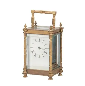French Style Mid Brass Pillar Cased 8 Day Repeater Porcelain Painting Dial & Sides Glass Dome mechanical Carriage Clock/Watch