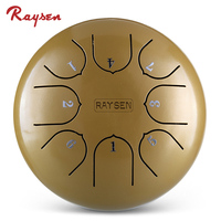 6 Inch 8 Notes Steel Tongue Drum C5-major Percussion Instrument Raysen LHG8-6 Wholesale with Mallets & Bag