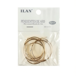 Orecchini a Cerchio Ilan 20mm Tono Oro Set da 6 Pezzi - Product Image 1