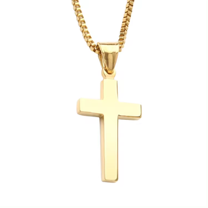 Venta al por mayor Colgantes de alta calidad de acero inoxidable quirúrgico chapado en oro Cruz colgante collar religioso cristiano Cruz colgante - Product Image 1