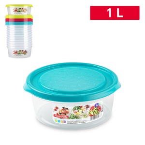 Contenitore per Alimenti Rotondo PlasticForte 1 L, Durevole e Riutilizzabile per Conservazione Domestica - Product Image 1