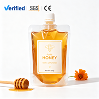 Pochette à bec verseur transparente personnalisée, jetable, anti-fuite, 50 ml, 100 ml, en PET/PE de qualité alimentaire, avec autocollants personnalisés, pour sodas et jus