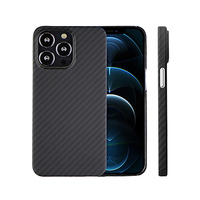 Coque de téléphone en fibre de carbone véritable à faible MOQ (1 pièce) pour 14 Pro Max, coque en fibre d'aramide avec grands trous