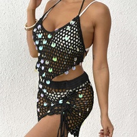 Femmes européennes américaines deux pièces Bikini Cover-Up Pure main accroché vacances plage costume Sequin couture maillot de bain accessoires